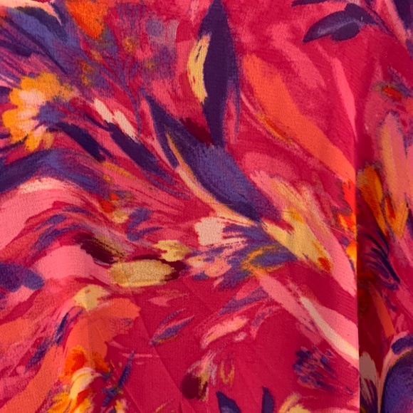 Nicole Miller Floral Charmeuse Satin Slip Maxi Dress Pink XL Artsy Watercolor - Picture 8 of 13